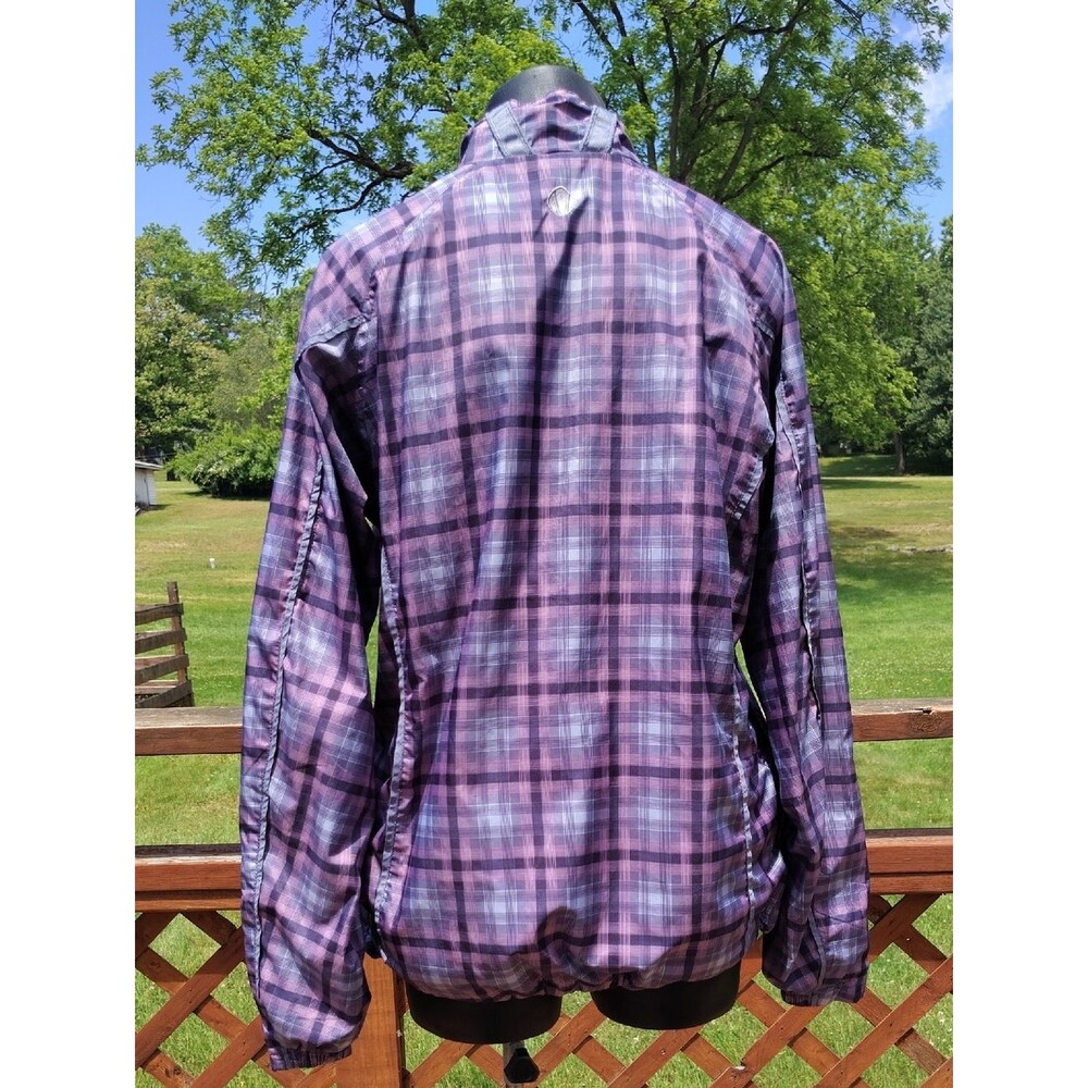 Sunice Purple & Gray Plaid Quarter Zip Pullover Weather Windbreaker Size Medium - Picture 7 of 14